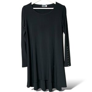 SYMPLI Poly Spandex Jersey Knit Mini Dress / Tunic Long Sleeves Button Detail 6